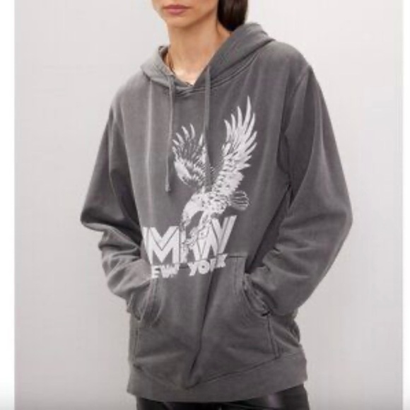 Marissa Webb Gray French Terry Graphic Hoodie Size XS - Picture 1 of 6